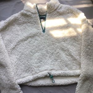 white PacSun sherpa quarter zip